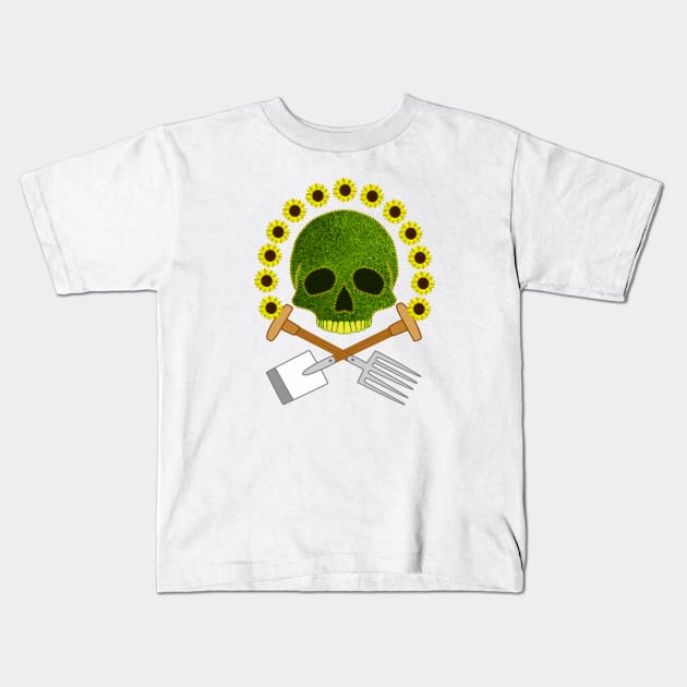 Sunflower Skull Kids T-Shirt by Nuletto